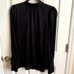 H & M long‎ sleeve black dotted blouse size 6